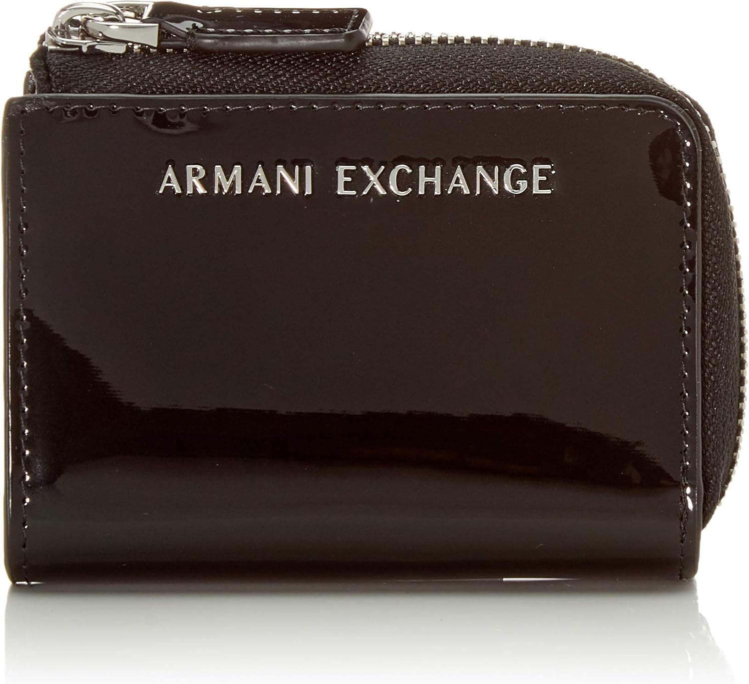 AX Armani Exchange Small Round Zip Wallet, black Clothing