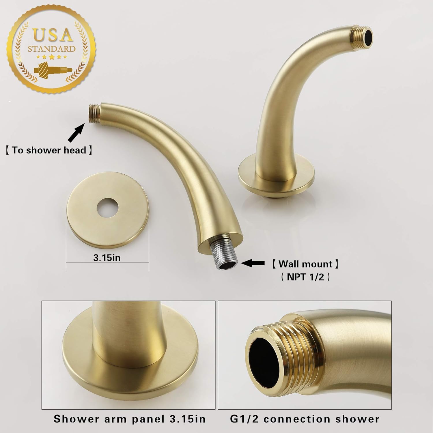 SKOWLL Bathroom Faucet Shower Set Rainfall Shower Faucet System Three Handle 8-Inch Rainfall Shower with Included Rough-in Valve Trim Kit, Brushed Gold Finished - - 