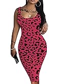 Nimsruc Women Casual Sexy Tank Top Bodycon Dress Summer Pencil Sleeveless Basic Midi Club Dresses