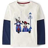 Gymboree Boys and Toddler Embroidered Graphic Long Sleeve Layered T-Shirts