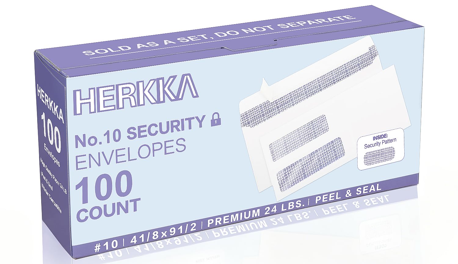 Photo 1 of 100 Pack #10 Double Window Security Self-Seal Envelopes - Suitable Size for Multiple Business Statements, Quickbooks Invoices, and Return Envelopes, Size 4-1/8 x 9-1/2 - White - 24 LB
