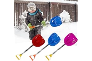 EMRELOD Kids Snow Shovel with Stainless Steel Handle, Kids Size Durable Shovel for Snow - 23in Comfort D Grip Sturdy Metal Plastic Scoop Beach Digging Sand Playing Shovel for Garden Car Camping (3pcs)