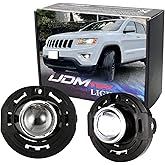 iJDMTOY Projector Lens Fog Lamp w/Xenon White LED Lights Kit, Compatible With Jeep Grand Cherokee; Compatible With Dodge Charger Challenger Dart Durango; Compatible With Chrysler 200 300