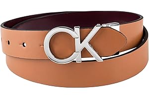 Calvin Klein Women's Two-in-One Reversible CK Monogram Plaque Buckle Dress Belt (Regular and Plus Sizes)