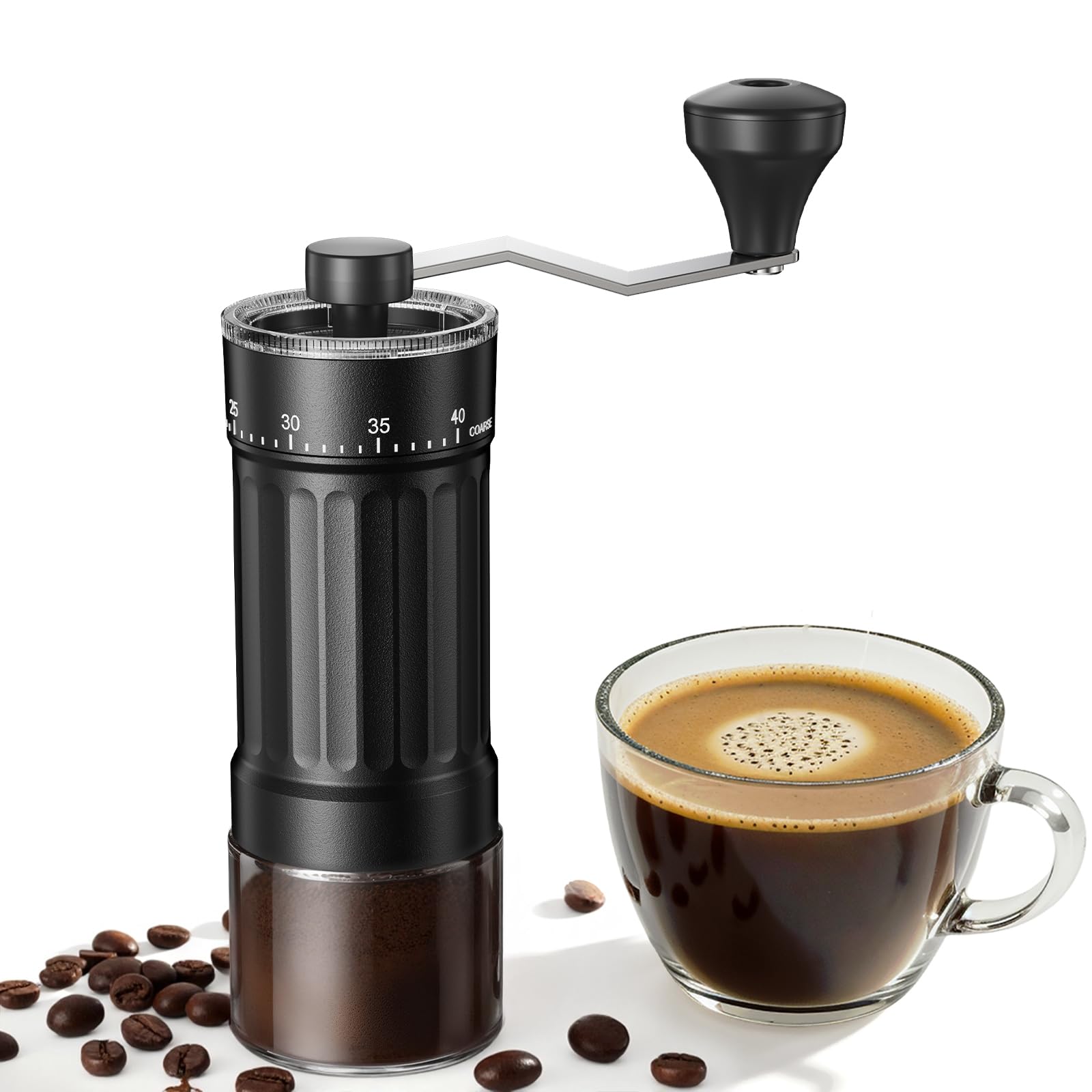 Photo 1 of Mini Manual Coffee Grinder with 40 Adjustable Settings, Portable Hand Coffee Bean Mill with 30g Capacity, Conical Burr Coffee Grinder with Crank for Travel, Camping, Office, Espresso, Pour Over, etc