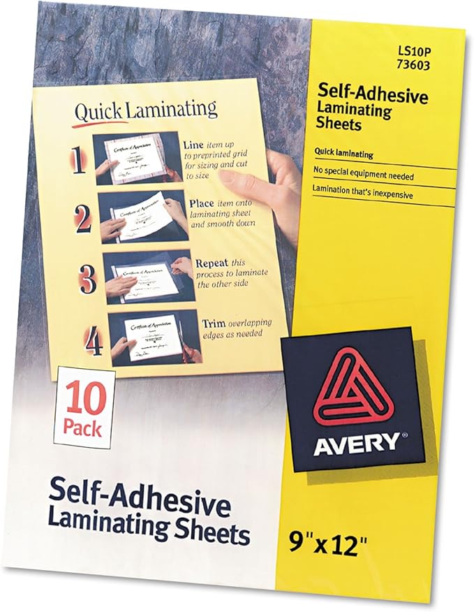 Avery Clear SelfAdhesive Laminating Sheets Office Products