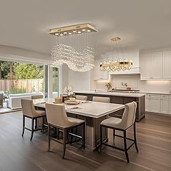 Siljoy 8 Lights Rectangular Wave Crystal Chandelier