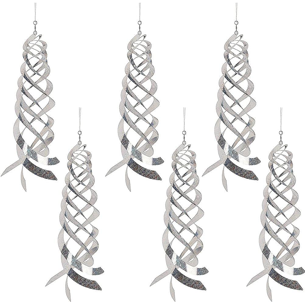 Chiyyak Pack of 6 Reflective Bird Repellent Spiral Bird Repellent Wind Spiral Bird Deterrent Reflectors Garden Decoration for Balcony Garden