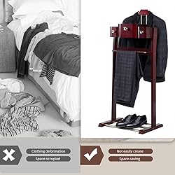 MLIKYRGK Wood Men Suit Valet Stand, with Belt Hooks