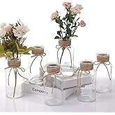 TAOZIMA Glass Flower Vases for Centerpieces Boho Cylinder Bud Vases in Bulk Mason Jars for Weddings, Parties & Vintage Home Decor (6, Clear)
