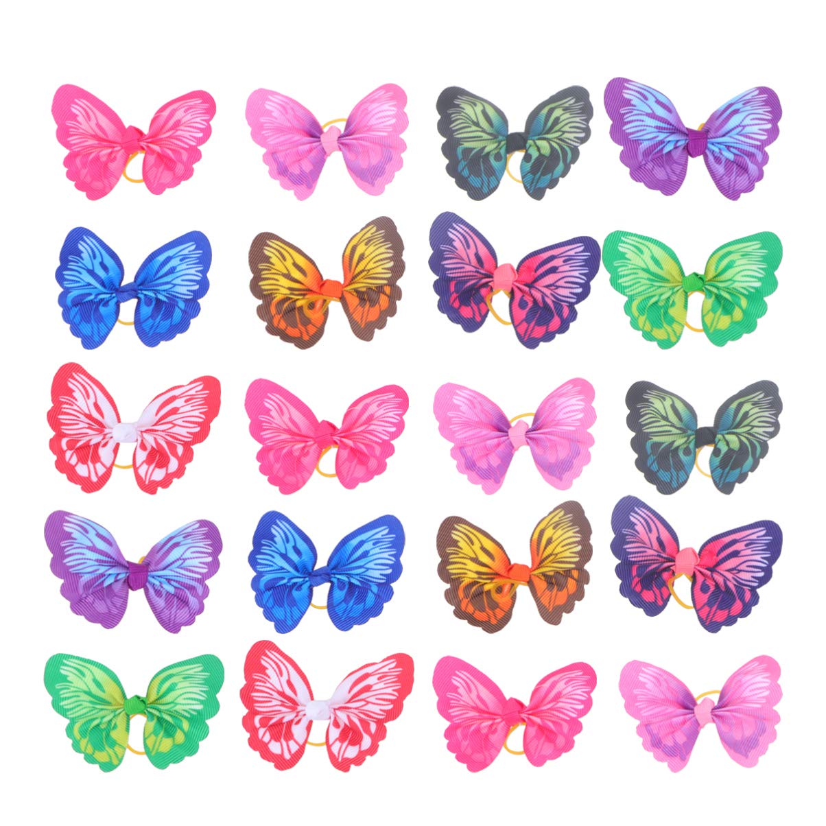 20pcs Cute Dog Hair Bows with Rubber Bands - Elastic Butterfly Design Dog Hair Bowknot Topknot Pets Grooming Decor Dog Hair Accessories