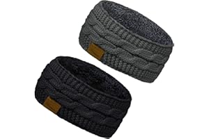 YSense Winter Headbands for Women, Ear Warmer Headband Womens Cable Knit Fleece Lined Ear Warmers Stocking Stuffers Gifts