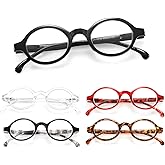 eyeezi 5 Pack Blue Light Blocking Reading Glasses for Women Men, Retro Spring Hinge UV400 Eyeglasses, Round Computer Readers 