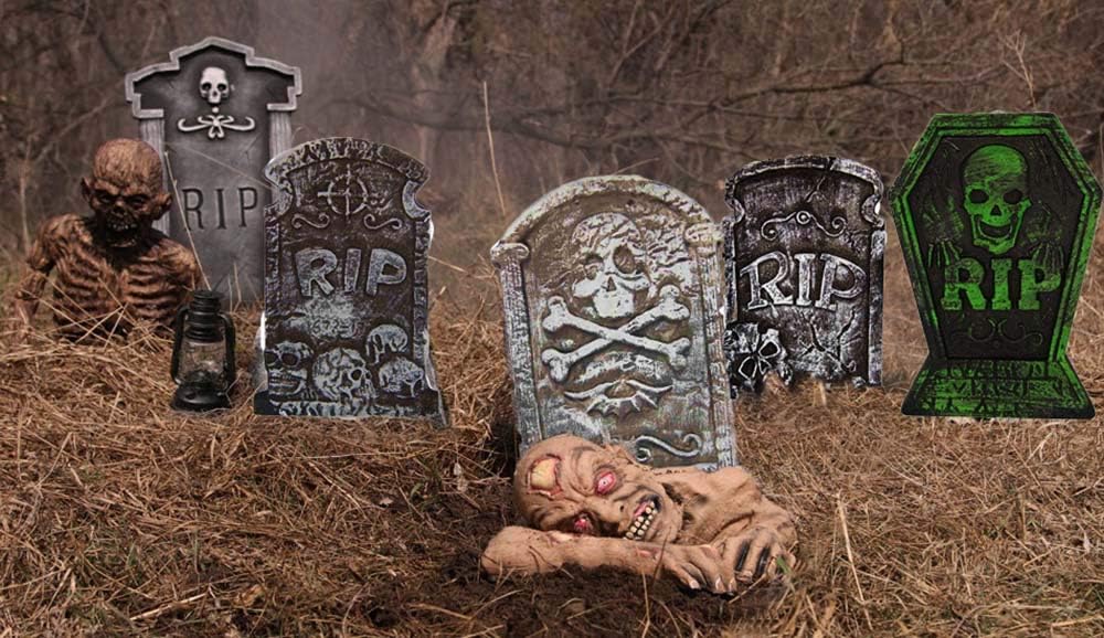 Halloween Decorations Graveyard Tombstones (6 Pack) Headstone Decorations 15" for Halloween Yard Decorations: Toys & Games