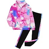 Dearnow Girls Clothes Tie Dye Quarter-zip Sweatshirt + Camo Sweatpants Girls Clothing Sets 2 Piece Fall Winter Outfits 7-14T
