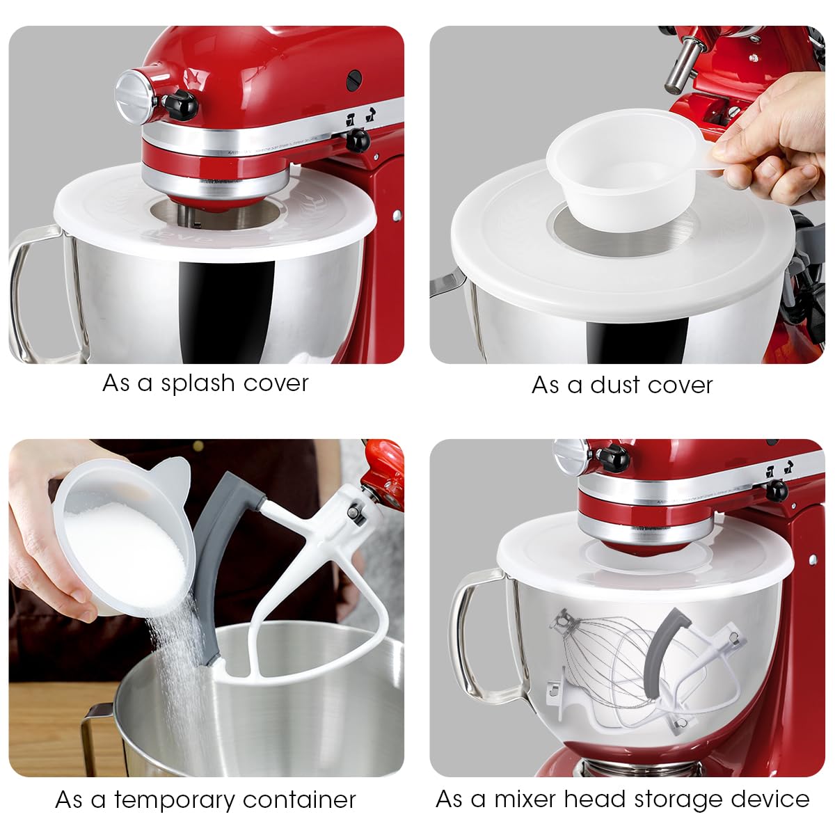 AIEVE Mixer Bowl Covers,Mixer Splatter Guard Lids for KitchenAid 4.5-5 Quart Tilt-Head Stand Mixer(2 Pack)