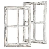 CALIFORNIA CADE ELECTRONIC Rustic Wall Decor-Home Decor Window Barnwood Frames -Room Decor for Home or Outdoor, Not For Pictures, Set of 2 (White)