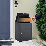 iropro Wall Mounted Parcel Drop Box Black Lockable Weatherproof Medium view 1
