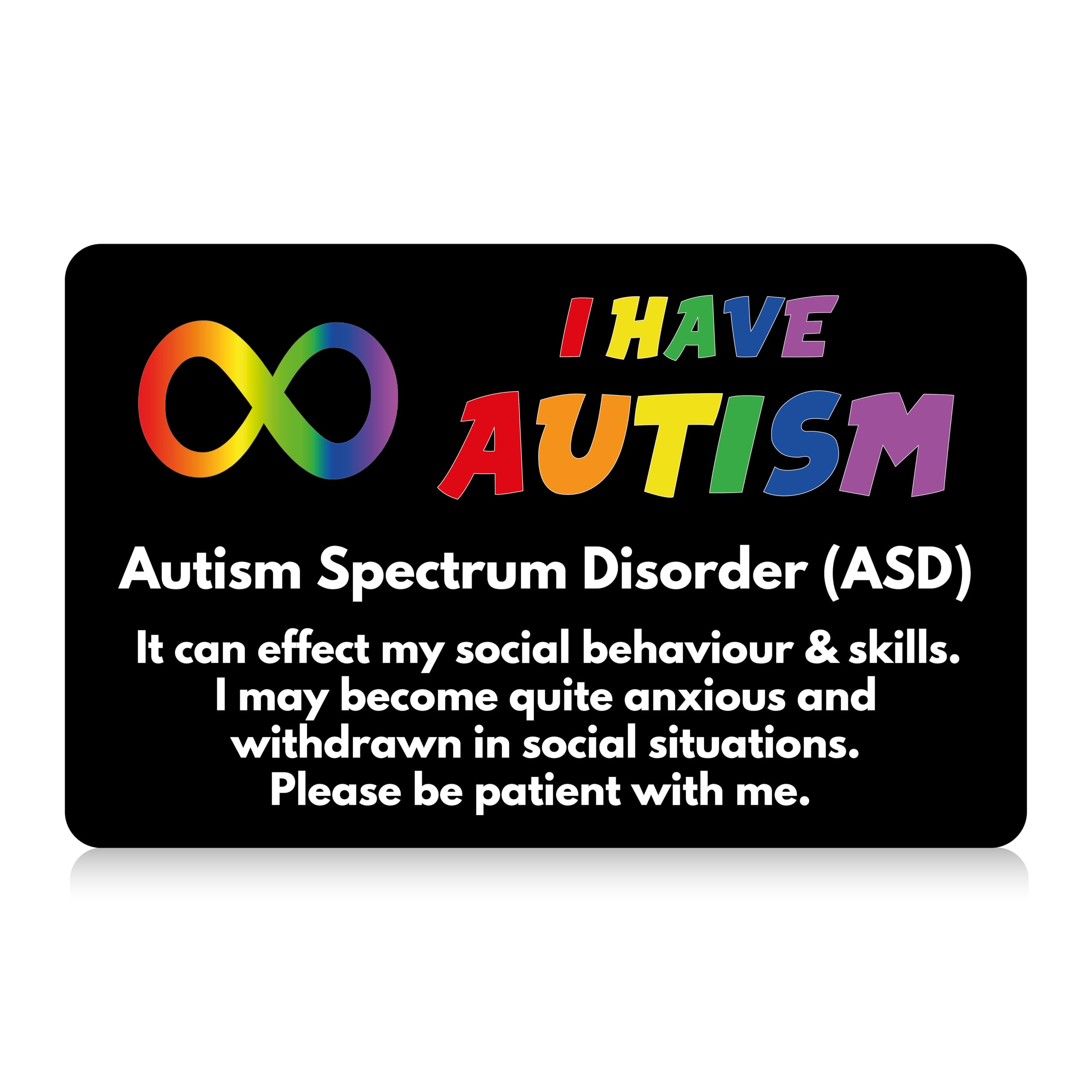 Autism Spectrum Disorder (ASD) Emergency Contact Card With Writable Panel and Patterned Lanyard - Non-Verbal Autistic Anxious Card