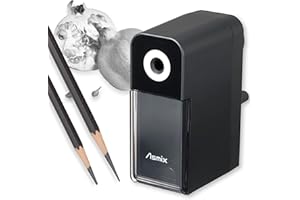 ASMIX Art Pencil Sharpeners, PSL123BK,Drawing Pencil Sharpener, Long Point Pencil Sharpener, Lead Tip Max. 19 mm, Adjustable Points, Sketch/Dessin/Art (Japan Import) Black