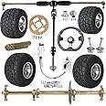 YC Yier 32" Racing Go Kart Rear Axle Kit 5" Wheels Rain Tires Front Steering Assembly Brake 428 Sprocket for DIY Part ATV Quad Go Cart Drift Trike Karting Buggy Golf Cart