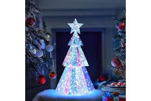 BEFANS Prismatic Iridescent Christmas Tree, Desktop Christmas Tree with LED Lights, Colorful Glow Lights Prismatic Christmas Decorations Indoor, for Kids Girls Families (Christmas Tree M)