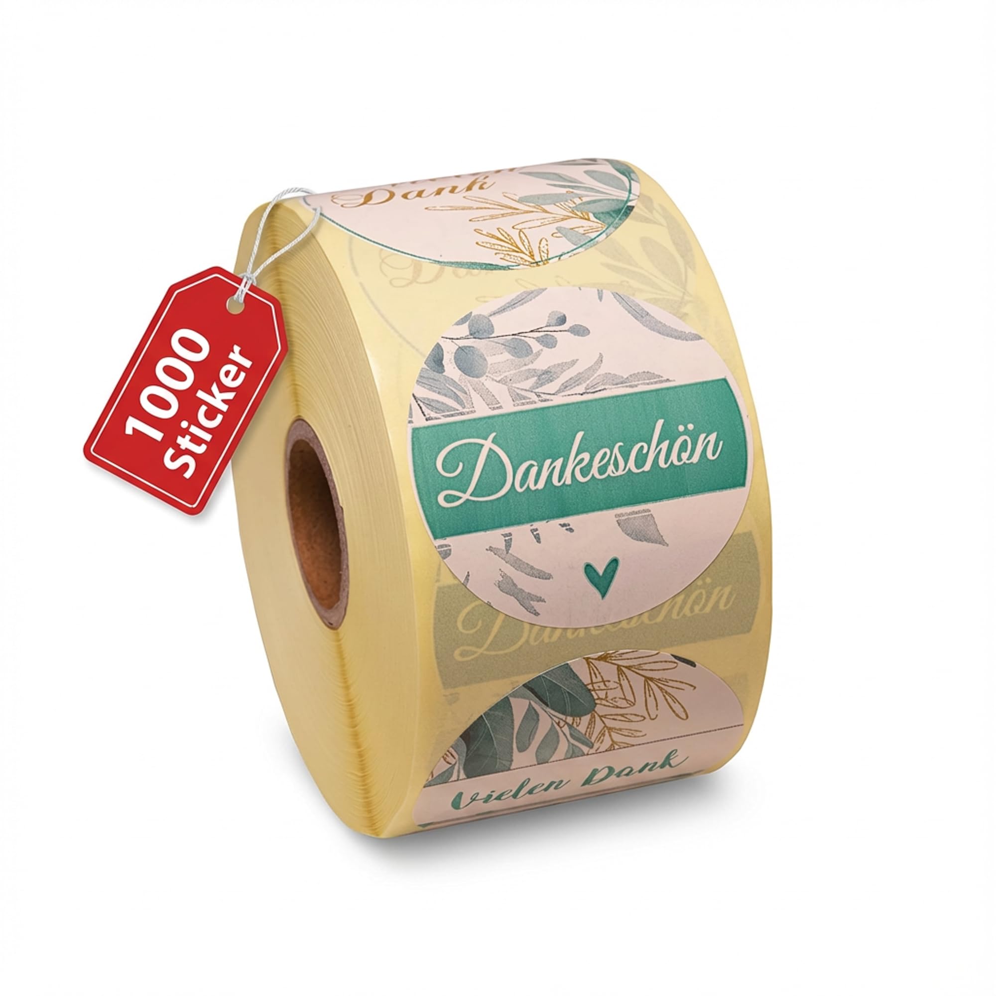 PROlac Premium 'Thank You' Stickers - Floral Design, 1000 Pieces (50 x 50 mm), Round, Oil & Scratch Resistant