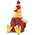 Best Pet Supplies Chicken Crinkle Plush Dog Toys for Interactive Play, Puppy and Senior Indoor Play, Colorful Chicken Toy Shape, Cute and Cuddly - Crinkle Chicken (Wine Red)