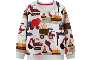 B&G-KID Toddler Boys Crewneck Sweatshirts Christmas Kids Excavator Long Sleeve Pullover Casual Santa Tops Clothes 2-7T.