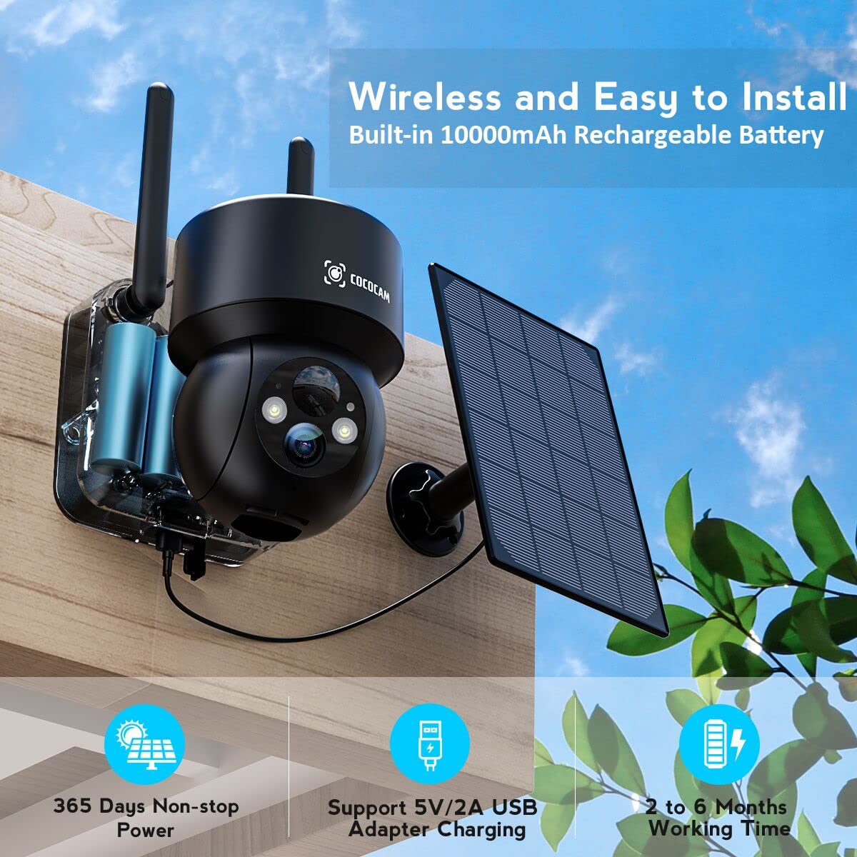 Outdoor Camera TMEZON Pack Solar Powered Security Camera