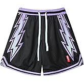 ZACAGO Men's Basketball Shorts Flame Design Gym Athletic Shorts with Pockets