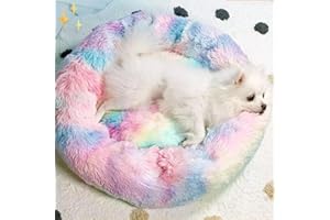 Geizire Dog Bed for Small and Medium Dogs, X-Large Cat Beds for Indoor Cats, Washable Donut Calming Round, Soft Fluffy Warm and Cozy Anti Anxiety Cuddler, Joint-Relief Pet Bed