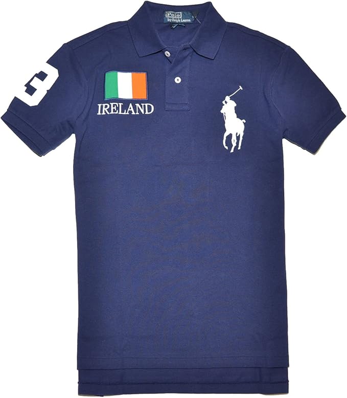 Polo Ralph Lauren Men Custom fit Flag & Big Pony Logo Polo Tshirt