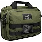 Exos Double Pistol Case - Tactical Double Soft Pistol Gun Bag - Handgun Carrying Case with Compartments - Hand Gun Storage Bag with MOLLE Webbing and Padded Interior - Designed in USA