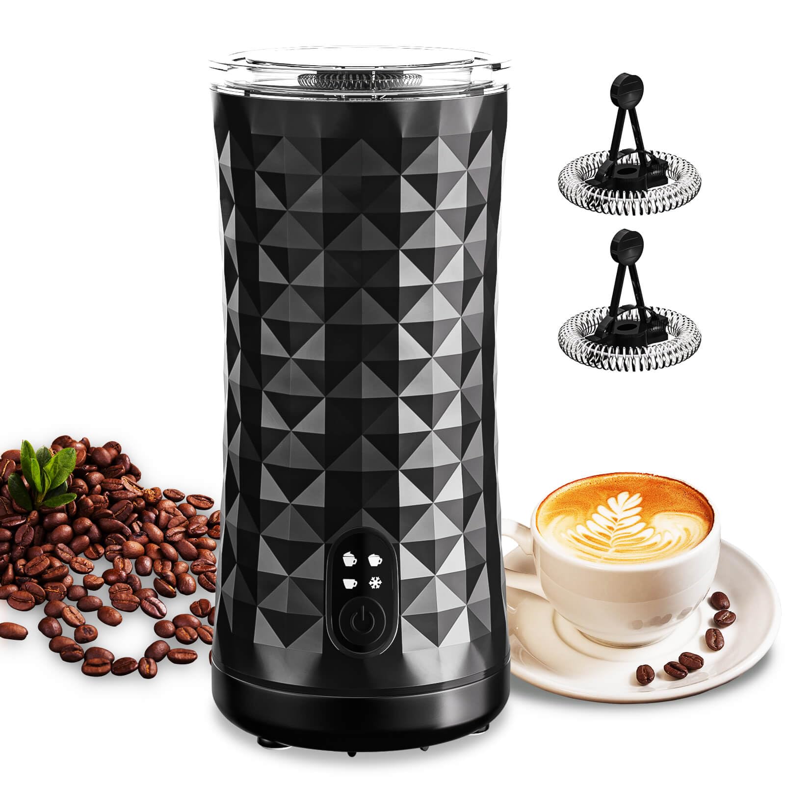 4-in-1 Electric Milk Frother With Touchscreen – Hot/Cold Foam, Adjustable Temp, 300ml Capacity, Silent Operation