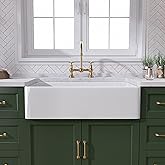 TUKTUK White Farmhouse Sink 30 inch Farm Sink Fireclay Apron Front Single Bowl Kitchen Sinks Deep Drop In Undermount Reversib