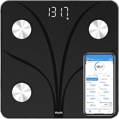Vitafit Smart Bathroom Scale Body Weight BMI Body Fat 28st Black