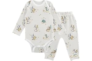 vvfelixl Baby Bodysuits Pants Sets White Gooses Long Sleeve Baby Clothes for Boys Girls 0-24M