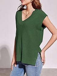 Saodimallsu Womens V Neck Sweater Vest Oversized