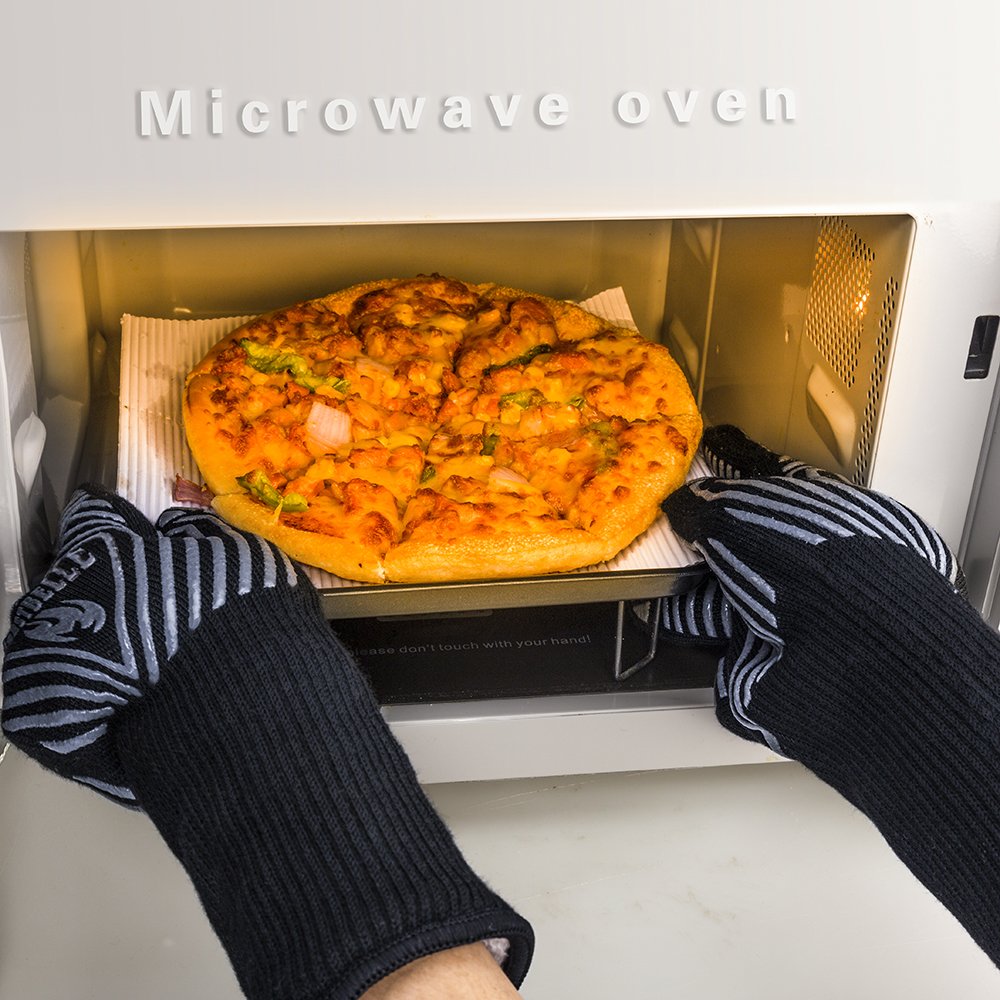 EN407 Certified-Man&Lady Sizes For Choice- BBQ Grill Gloves-932°F Extreme Heat Resistant Non-slip Kitchen Oven Mitts- Top Class Barbecue Gloves-For Cooking, Grilling, Baking(2 gloves included)