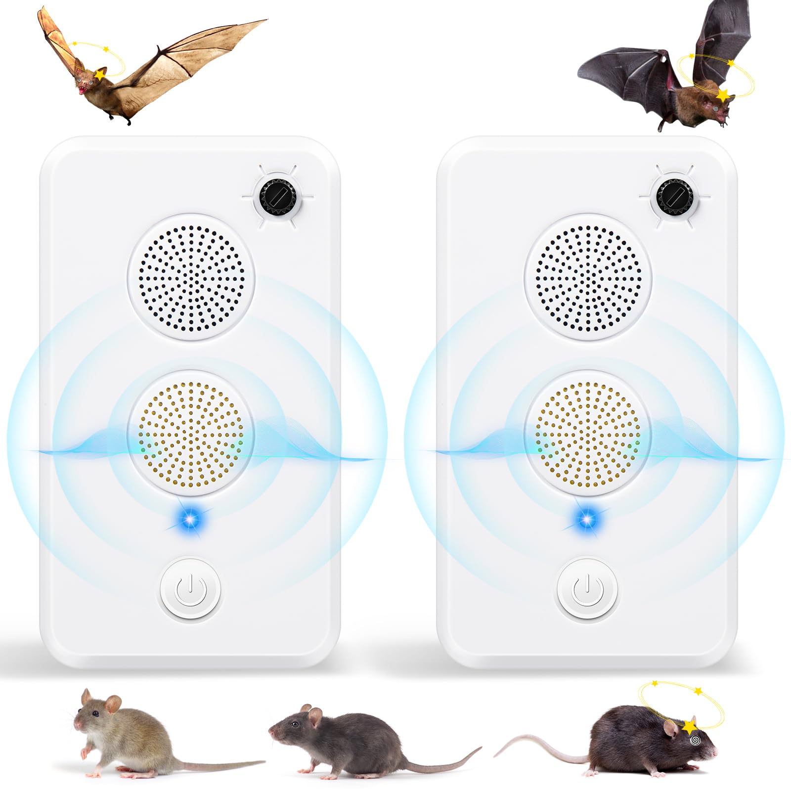 Photo 1 of 2 Pack Upgraded Bat Repellent Devices Get Rid of Bats in The Attic Porch House,Adjustable Bat Fortress Mini Repeller,Battery Operated Ultrasonic for Indoor Outdoor Use,Friendly to Human & Pet