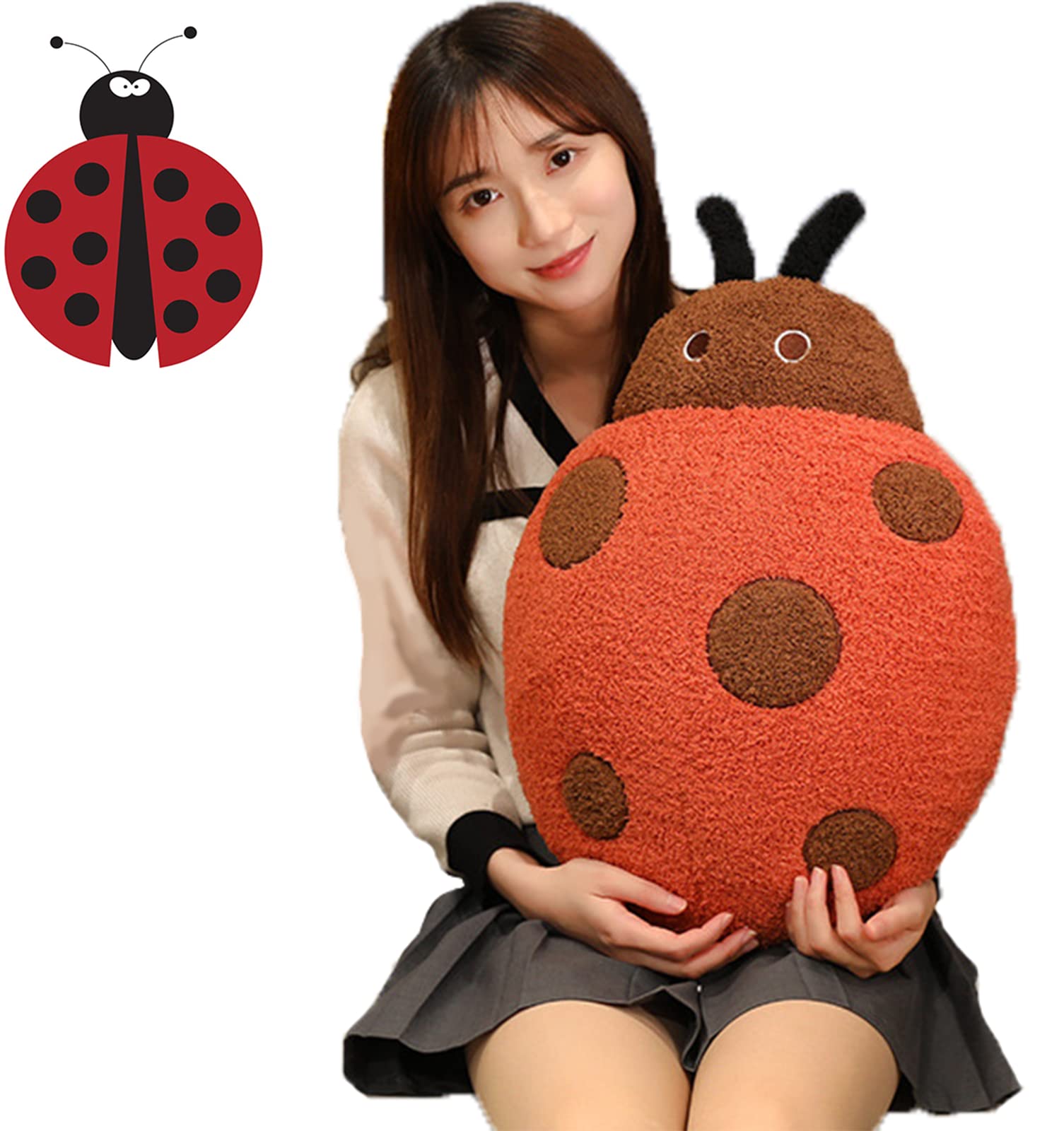 TONGSONG Ladybug Stuffed Animal Plush Pillow Toy Kawaii Soft Lady Beetle Gift for Kids Home Decor