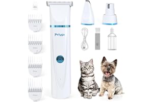 PETYGO 3-in-1 Dog & Cat Grooming Kit - Rechargeable Cordless Pet Hair Clippers with Nail Grinder & Paw Trimmer & 5 Guide Combs, Low Noise Dog Clippers for Grooming Small Medium Pets
