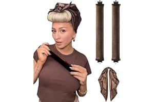 YOSHUYUKI Satin Overnight Curling Set: Heatless Jumbo Foam Rollers and Blowout Rods for Fine Hair, No-Heat Headband for Big Curls Styling, Brown