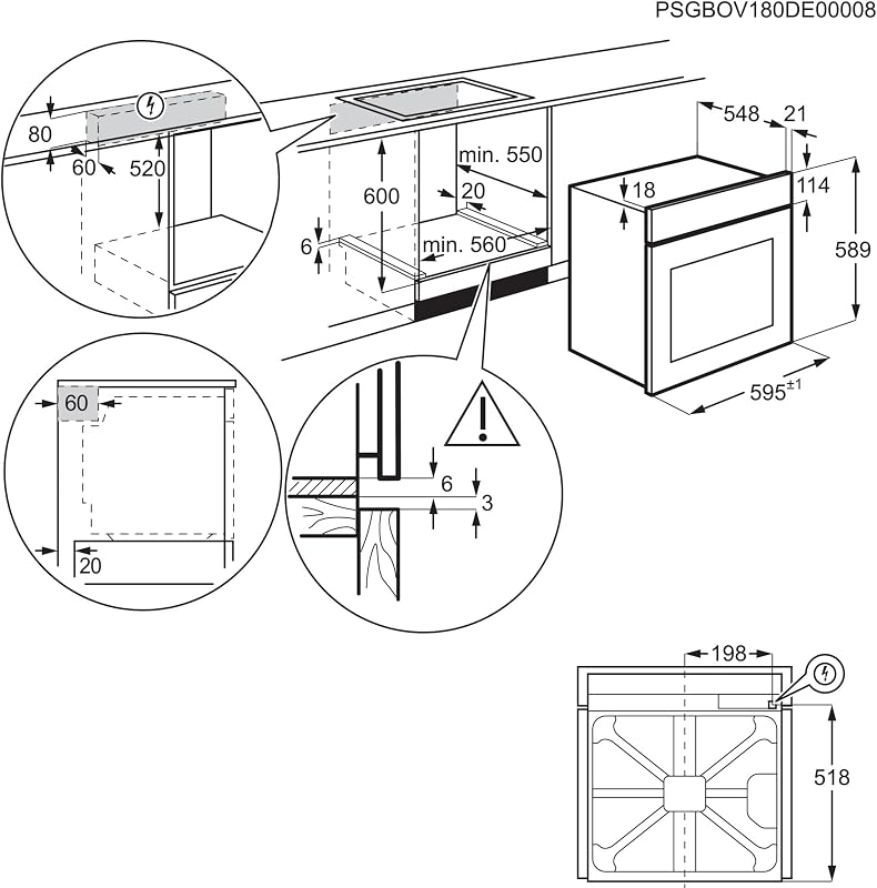 Horno Eléctrico Empotrable, EOF6P54TX, Pirolítico, 72 L