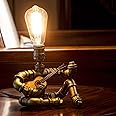LCYY.TG Music Guitar Table Lamp,Steampunk Table Lamp,Retro Guitars Steampunk lamp,Cool Industrial Metal Tube Robot Lamp Gifts for Music Lovers (Not Included Bulb)