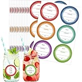 108 PCS Multicolored Mason Jar Label Stickers, Removable Waterproof & Oil Resistant, All-Purpose Adhesive Stickers for Glass Canning Jars, Spice Jars, Jam/Jelly Containers, Kitchen & Home Organization