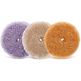 SPTA Wool Buffing Polishing Pads, 3Pcs 5" (125mm) Coarse Medium Cutting Car Wool Polishing Pads, Premium 100% Wool Cutting Pad with Hook and Loop for Car Polisher Car Polishing and Buffing -WPMIXS5