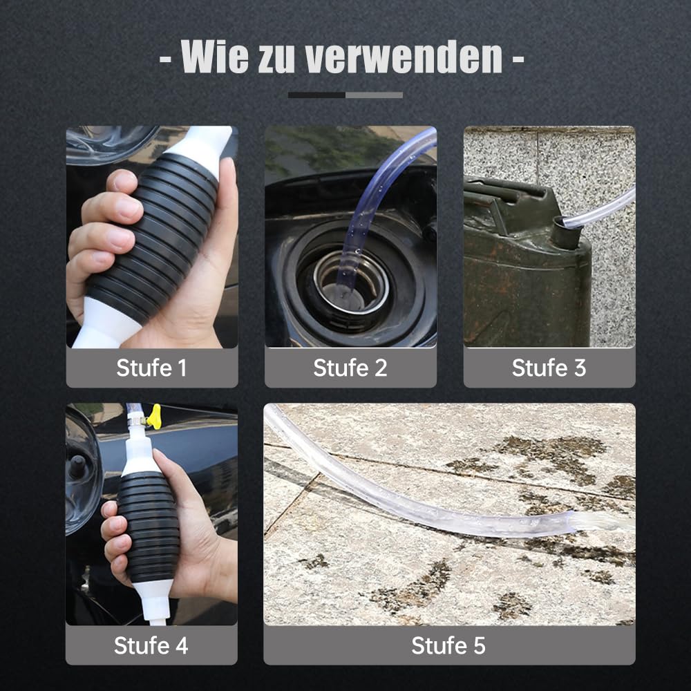 2024 Neuest Handpumpe Benzin, Multifunktions Flüssigkeitssauger, Dieselpumpe ölpumpe mit Schlauch und Metallklammer, Handsiphonpumpe für Benzin, Wasser, Öl, Flüssigkeits (1 Meter) 5