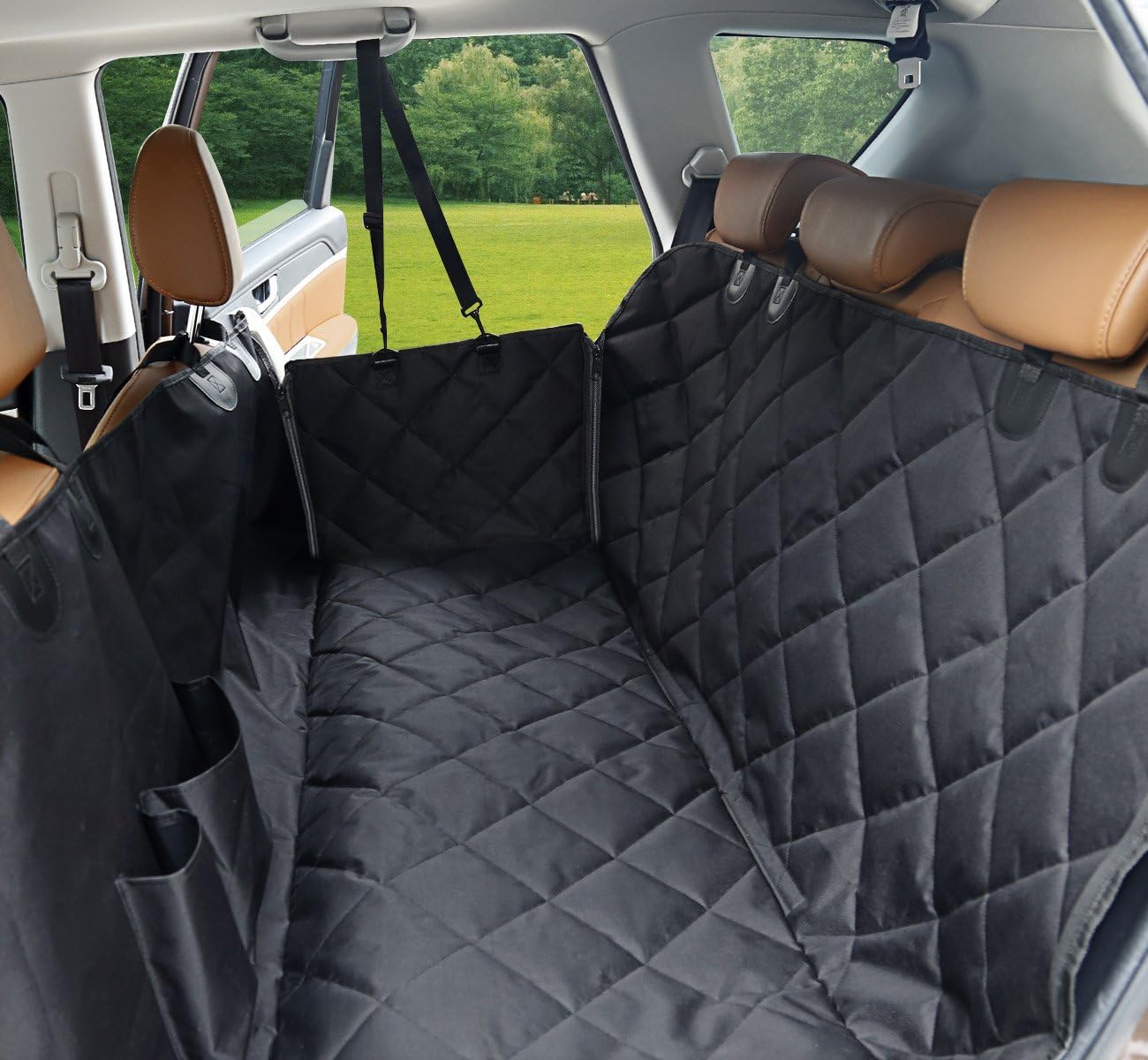 Dog Car Seat Cover SCOPOW Durable Scratch Proof & Nonslip & 100% Waterproof Pet Seat Cover for Car Truck SUV with Adjustable Seat Belt